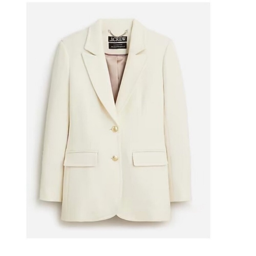 J. Crew Blazer Jacket in Italian Double-Cloth Wool Blend Cream BV087
